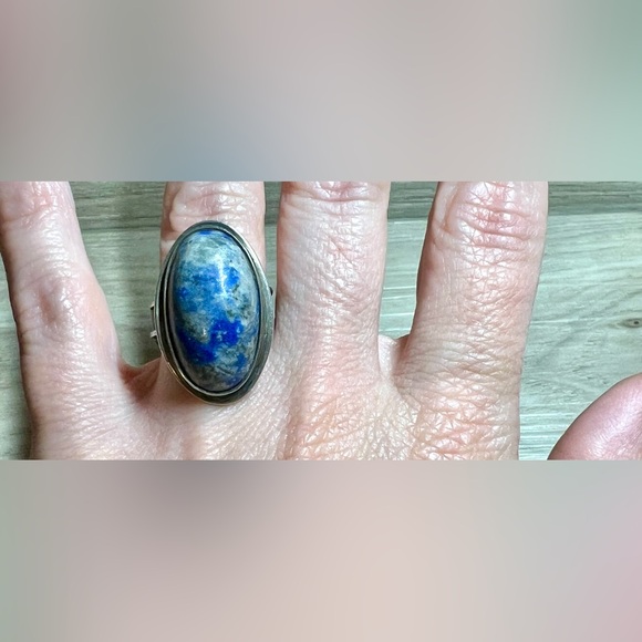 Vintage Native American Navajo Sterling Silver & Blue Lapis Ring, Size 5.75 - Picture 7 of 9